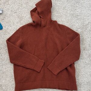 Express Men's Rust cognac brown waffle Sweater sweatshirt knit hoodie large